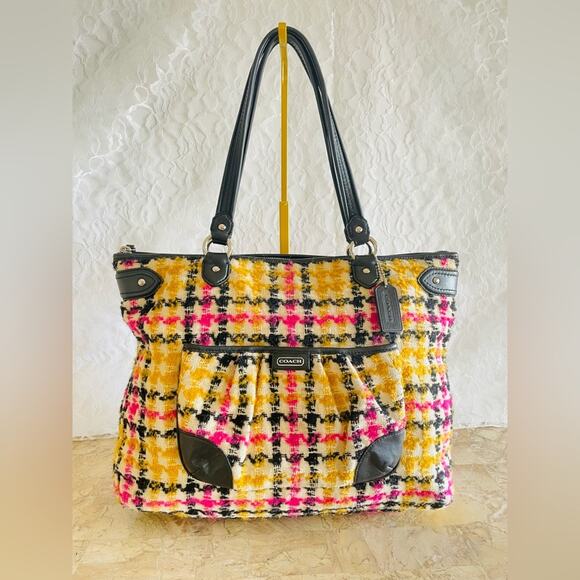 Coach Daisy Wool Tweed Plaid Emma Tote F25083 - Picture 1 of 12